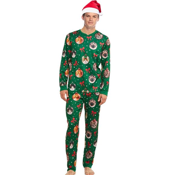 NEW Men's Lighted Christmas Cat Union Suit With Santa Hat L - Picture 1 of 3